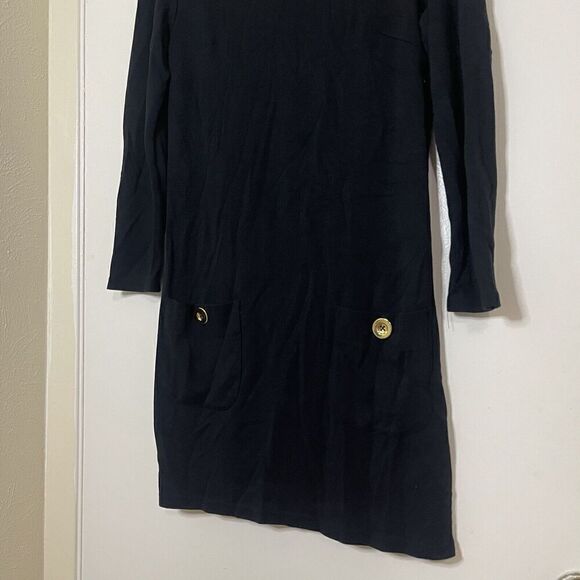 Sail to Sable black long sleeve knit dress gold button detail size XS - Picture 4 of 5
